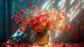 Beautiful bright still life with red flowers