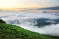 beautiful bright sun and fog cloud view mountain landscape Royalty Free Stock Photo