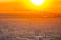 Beautiful bright sunset over the big city Royalty Free Stock Photo