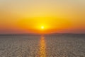 Beautiful bright sunset on the sea. Magnificent landscape. Close-up.