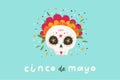 Beautiful bright vector illustrations with traditional Mexican sugar skulls and lettering