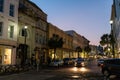 Beautiful brightly lit Charleston street at dusk