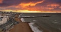 Beautiful Brighton beach view. Magical sunset and stormy weather in Brighton