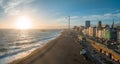 Beautiful Brighton beach view. Magical sunset and stormy weather in Brighton