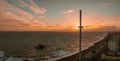 Beautiful Brighton beach view. Magical sunset and stormy weather in Brighton