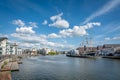 Beautiful Bristol Harbour under the cloudy sky in England Royalty Free Stock Photo