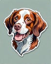 brittany spaniel dog sticker isolated label hunting