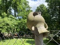 beautiful broken jug on the fence