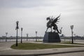 Beautiful bronze dragon statue in the street. Royalty Free Stock Photo