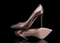 High-heeled shoes. Pumps on a black background Royalty Free Stock Photo