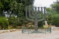 The beautiful bronze Menora sculpture that was a gift to Israel from the Parliament of the United Kingdom.