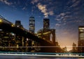 Beautiful Brooklyn Bridge from New York City Manhattan midtown seen at sunset U.S Royalty Free Stock Photo