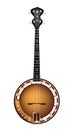 A Beautiful Brown Banjo on White Background