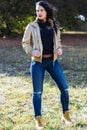 Autumn brunette in the park