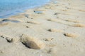 beautiful brown sand and blue sea wave water and brown rock nature texture on nature Royalty Free Stock Photo