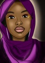 Beautiful brown skin girl with purple scarf