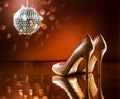 Beautiful brown stilettos on the dance floor