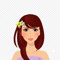 Beautiful brunette girl with hazel eyes and brown color hair style and flowers on head Royalty Free Stock Photo