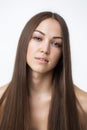 Beautiful Brunette Girl. Healthy Long Hair. Royalty Free Stock Photo