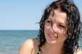 Beautiful brunette at the seaside Royalty Free Stock Photo