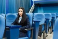 Young female student in the conference room, class room Royalty Free Stock Photo