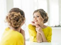 Beautiful brunette woman with makeup and hairstyle Royalty Free Stock Photo