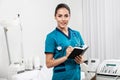 Beautiful brunette woman medical worker Royalty Free Stock Photo