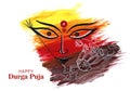 Beautiful brush stroke durga face on durga puja festival card background Royalty Free Stock Photo