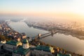 Aerial drone photo - Sunrise over Budapest, Hungary Royalty Free Stock Photo