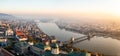 Aerial drone photo - Sunrise over Budapest, Hungary Royalty Free Stock Photo