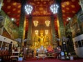 Beautiful Buddha image in a temple,Wat Phra That Hariphunchai , Lumphun ,North of Thailand.