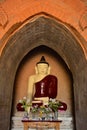 Beautiful Buddha statue inside old paya in Bagan, Myanmar
