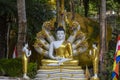 Beautiful Buddha statue with Naga heads at buddhist temple, Thailand. Royalty Free Stock Photo