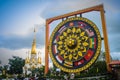 Beautiful Buddhist giant gong with southeast asian flags painted