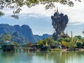 Beautiful Buddhist Kyauk Kalap Pagoda in Hpa-An, Myanmar.