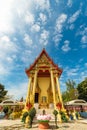 Beautiful Buddhist temple against picturesque sky on the background