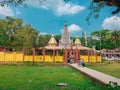 A beautiful Buddhist temple with blue and shinny sky