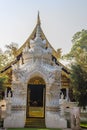 Beautiful Buddhist temple entrance gate to church at Wat Ram Poeng (Tapotaram) temple, Chiang Mai, Thailand. Wat Rampoeng is one o