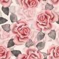 Beautiful buds. Watercolor roses pattern 7. Seamless background