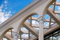 Beautiful building with columns - volutes are combined with acanthus leaves of Corinthian order Royalty Free Stock Photo