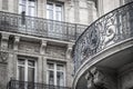 Beautiful building details. Ornate facade with iron balconies. Toulouse, France