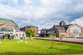 Beautiful building with green lawn in the downtown of Hamburg, Germany