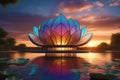 a beautiful building made in the shape of very large glass lotus flower