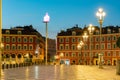 Beautiful building, staute around Place Massena Royalty Free Stock Photo