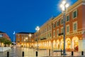 Beautiful building, staute around Place Massena Royalty Free Stock Photo