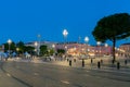 Beautiful building, staute around Place Massena Royalty Free Stock Photo