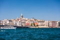 Beautiful buildings and bridge at the north of the Golden Horn`s junction with the Bosphorus, with The Galata Tower Galata Kules