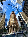 Beautiful buildings in busy street junction, Sydney.