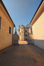 Beautiful buildings in Litomysl Castle shot with perspective. It is one of the largest Renaissance castles in the Czech Republic.