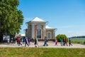 Beautiful buildings located at the Peterhof gardens, the summer palce of the Peter the great in Saint Petersburg, Russia